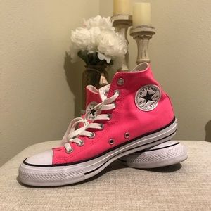 Hot pink high top converse